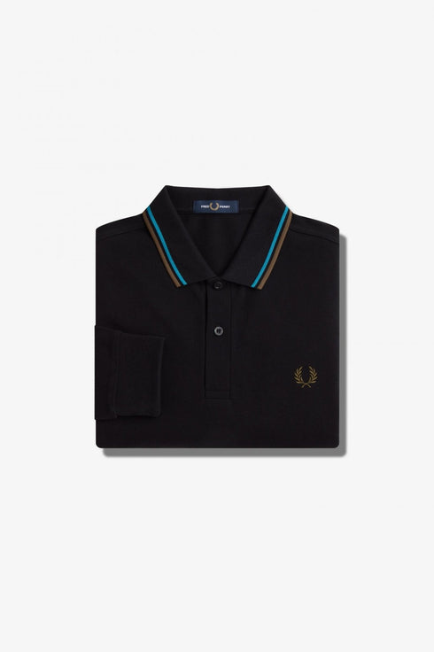 Polo Uomo M3636 con bordini in contrasto Nero verde Fred Perry- Francavilla Moda